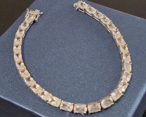 Gorgeous 29 Ct. Emerald Cut Sim Diamond Tennis Bracelet~925 Sterling Silver